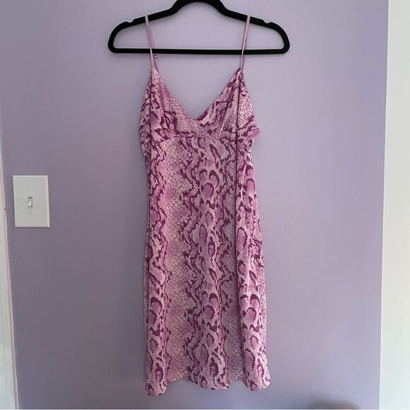 Natori Slip Dress in Purple Snakeskin Print size M Sleeveless Mini Dress - Picture 1 of 10